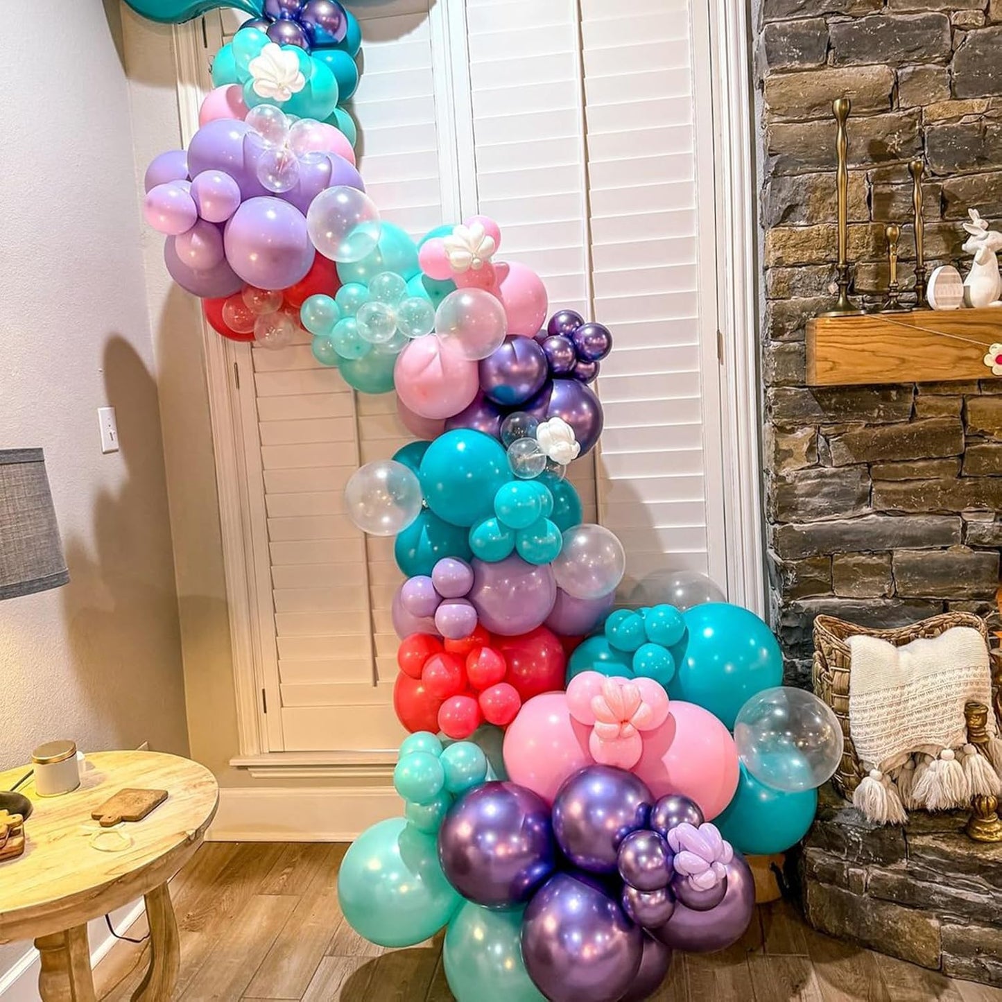 60Pcs Metallic Blue Purple Mermaid Balloons for Birthday Baby Shower Wedding