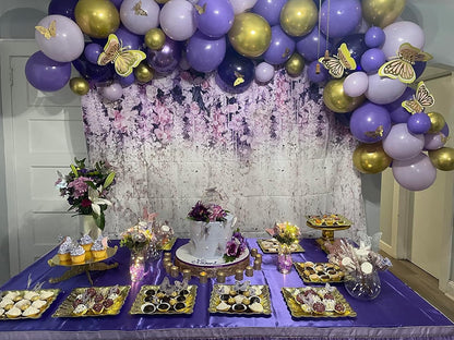 60 Pcs Metallic Gold Purple Confetti Balloons for Wedding & Birthday Party