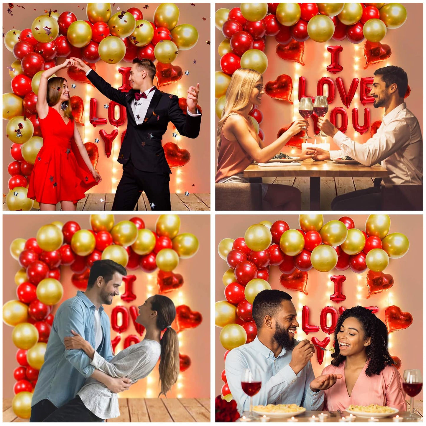 44 PCS I LOVE YOU Balloon Decoration Combo Set