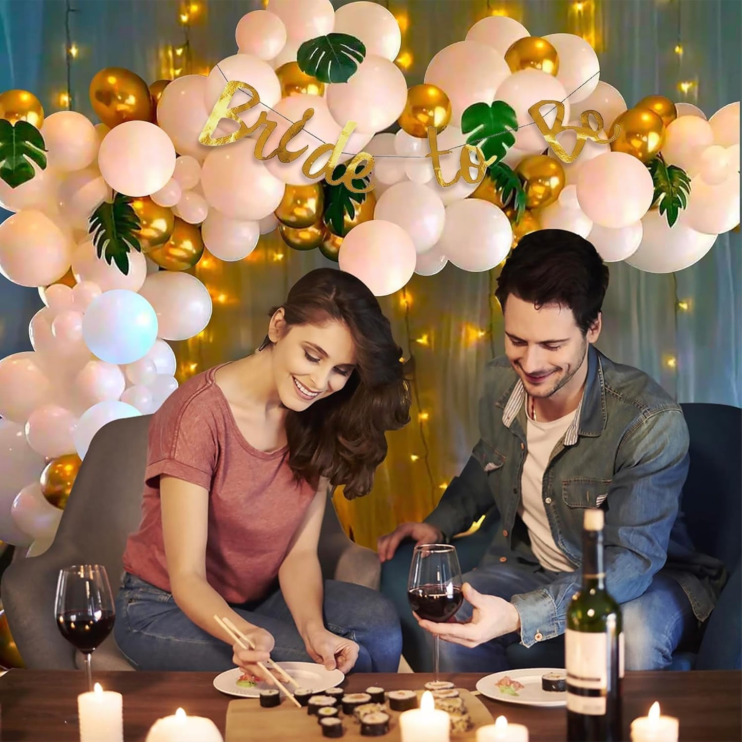 69-Piece Bride-to-Be Party Decoration Kit: Elegant White & Gold Bridal Shower Set