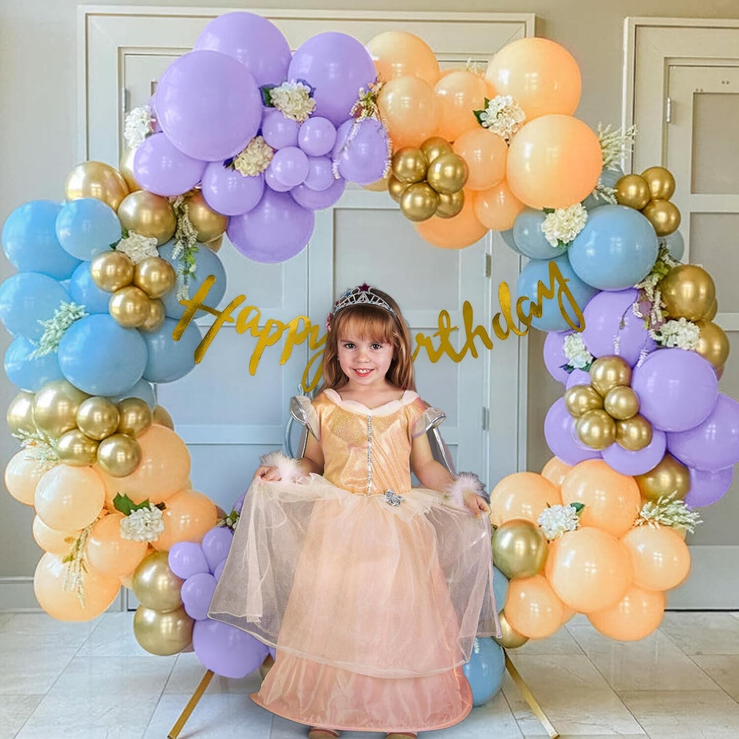 Pastel Balloon Theme Birthday Decoration Items For Girl - 42 Pcs Pack