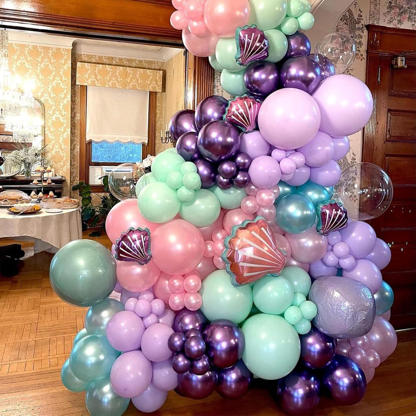 60Pcs Metallic Blue Purple Mermaid Balloons for Birthday Baby Shower Wedding