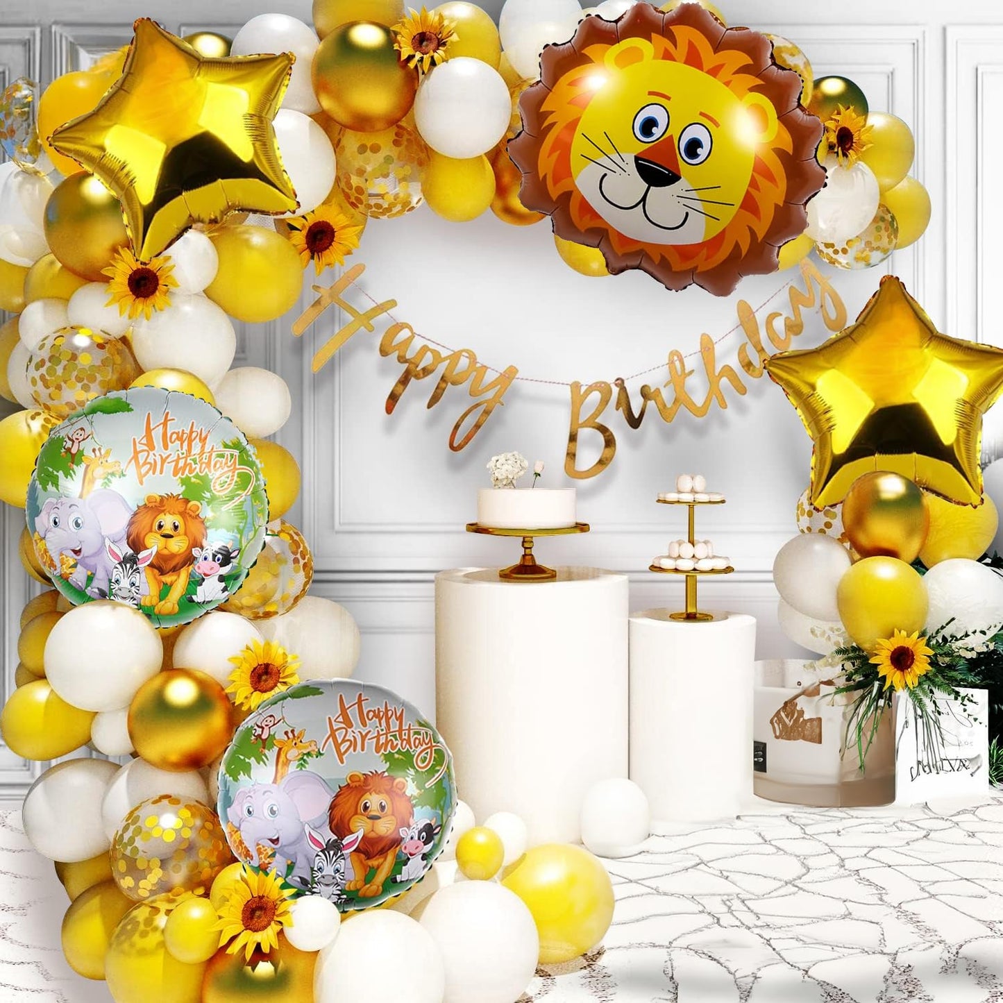 Birthday Decoration Items - 58 Pcs, Jungle Theme Birthday Decoration