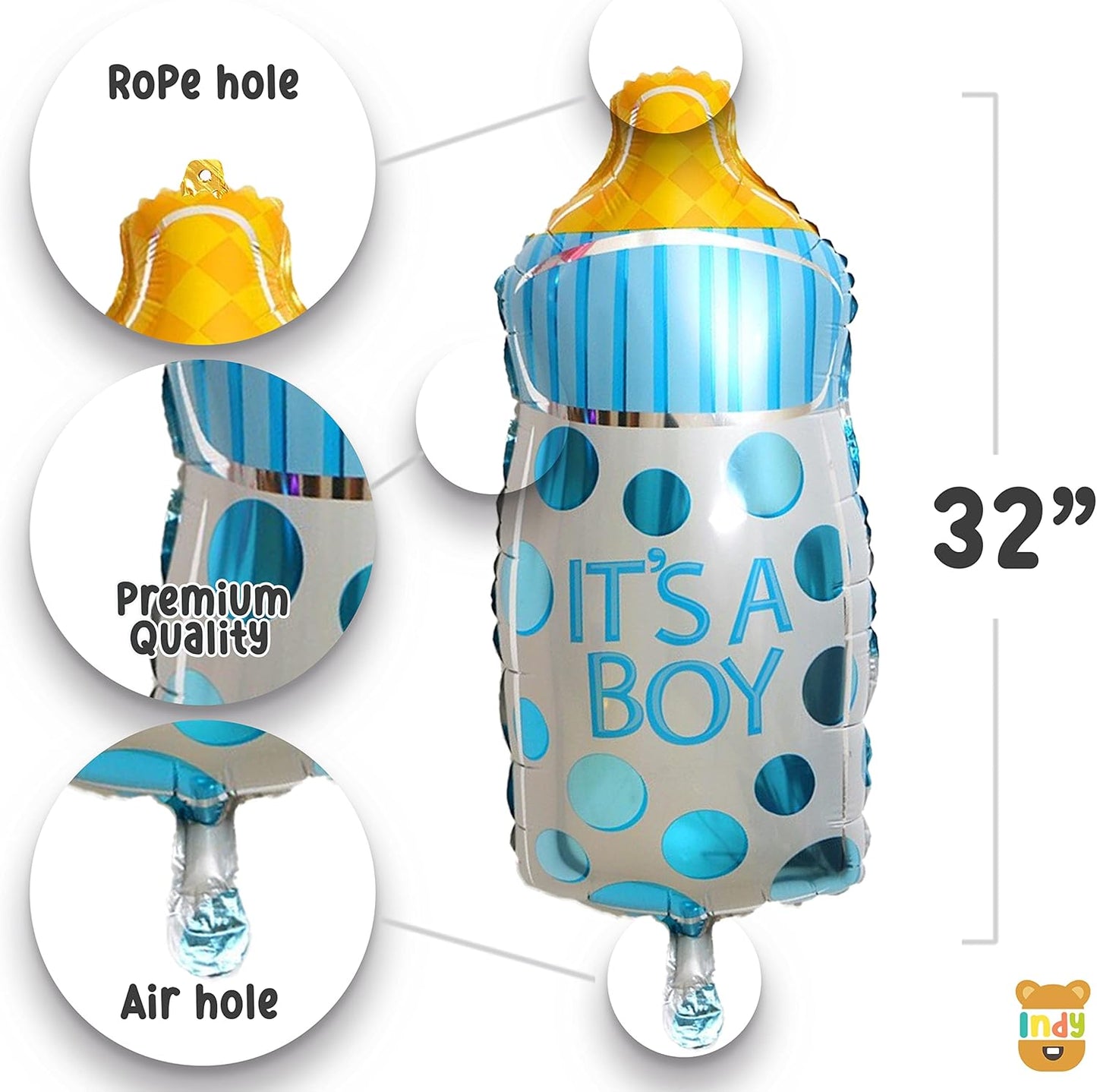 Its A Boy Bottle Balloon, Baby Boy Foil Balloon Set of 50 pcs For Decoration