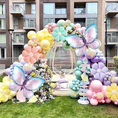 Chic Olive Green Beige Gold Balloon Arch Kit with 3D Butterflies