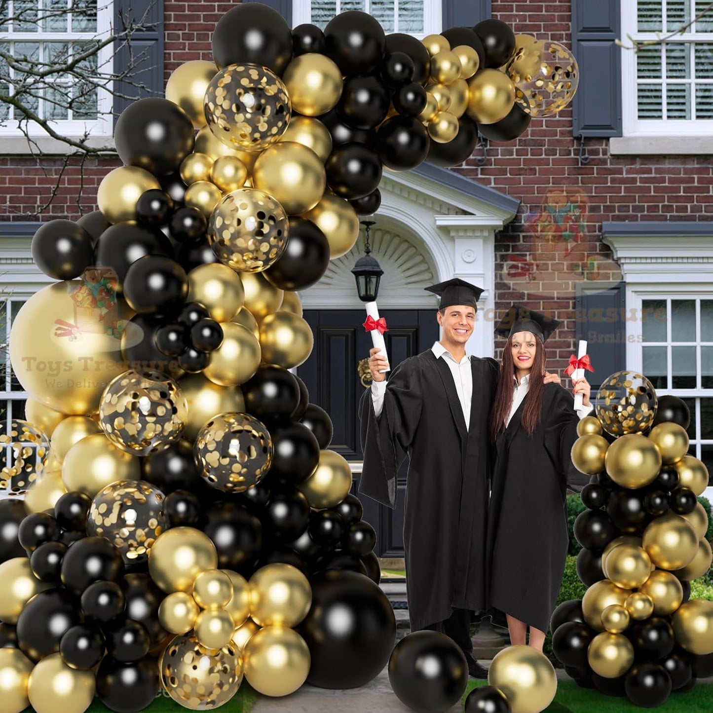 Black Gold Birthday Decorations Kit for Boys - 104 Pcs Combo