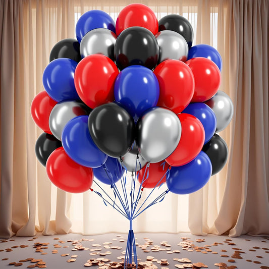 Black Red Blue Balloons 60 Pack - Patriotic Party Decorations  for Wedding & Birthday Party