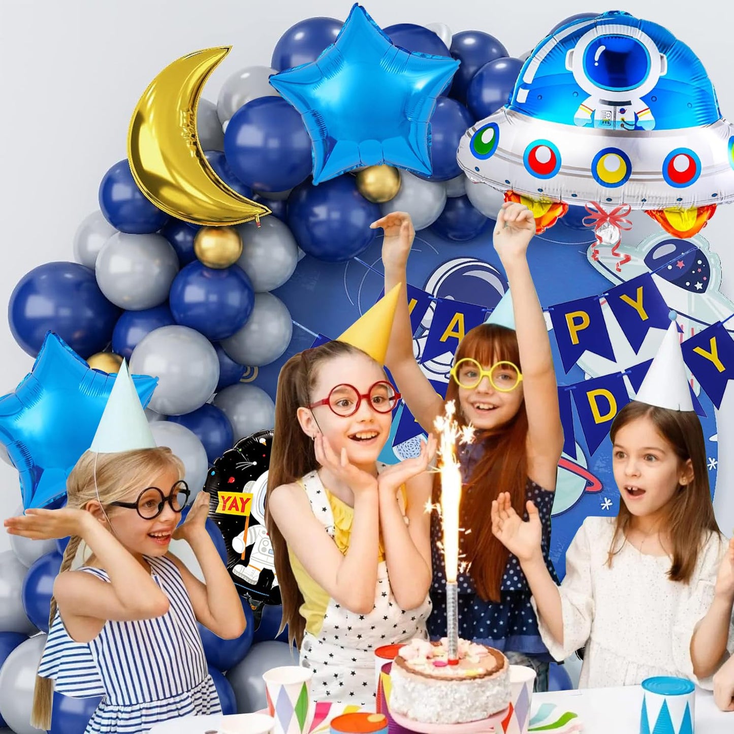 Space Theme Birthday Decoration Kit – Set of 54 Pcs
