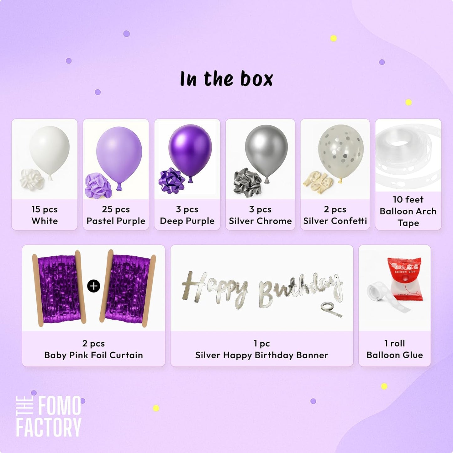 Purple Theme Birthday Decoration Kit For Girls – Set of 53 Pcs