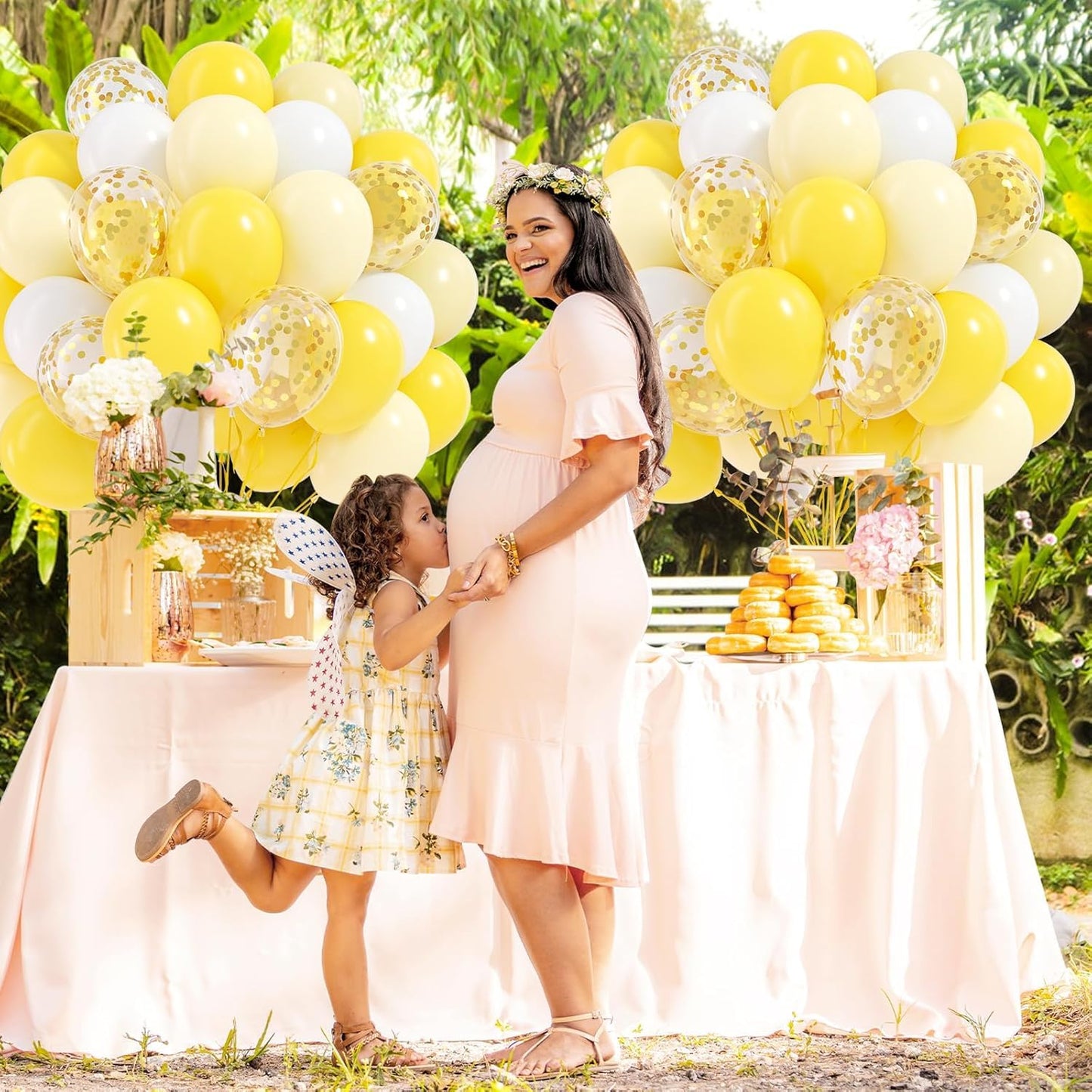 60 Pcs Metallic Yellow White Confetti Balloons for Wedding & Birthday Party