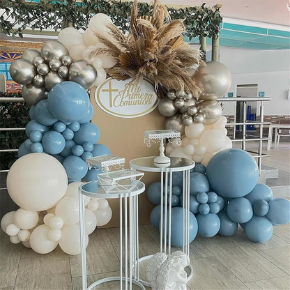60 Pcs Metallic Confetti Balloons Blue Silver White Decorations Set for Wedding & Birthday Party