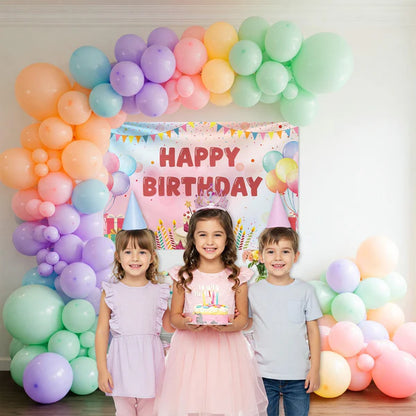 Rainbow Balloon Birthday Decoration Kit For Girls – Set of 66 Pcs
