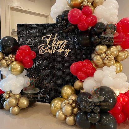 Balloon Garland Kit - 110pc Red Black Gold Wedding & Birthday Party