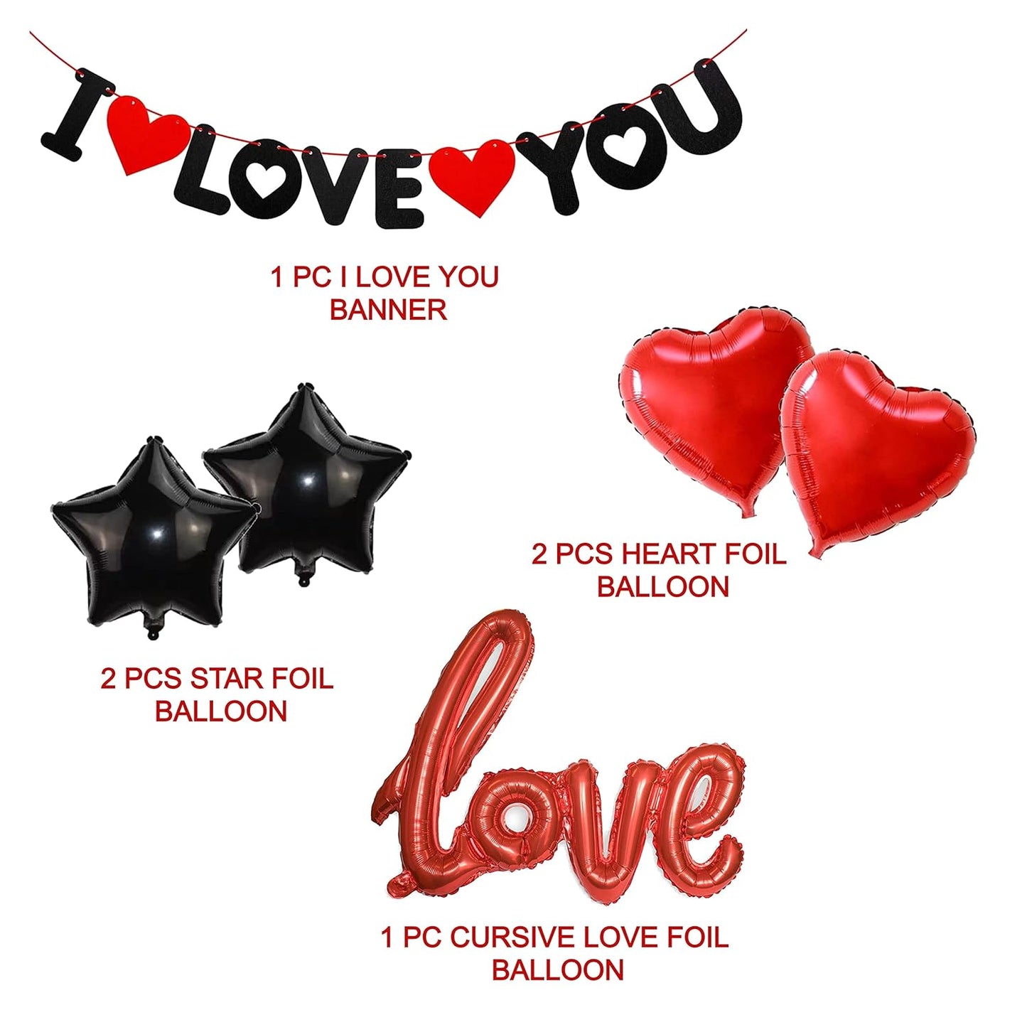 Love Theme Decoration Kit - Set Of 6 Pcs Combo