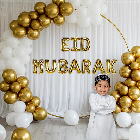 Eid Decoration Items for Home Decor with Golden & White Balloons- 41 Pcs