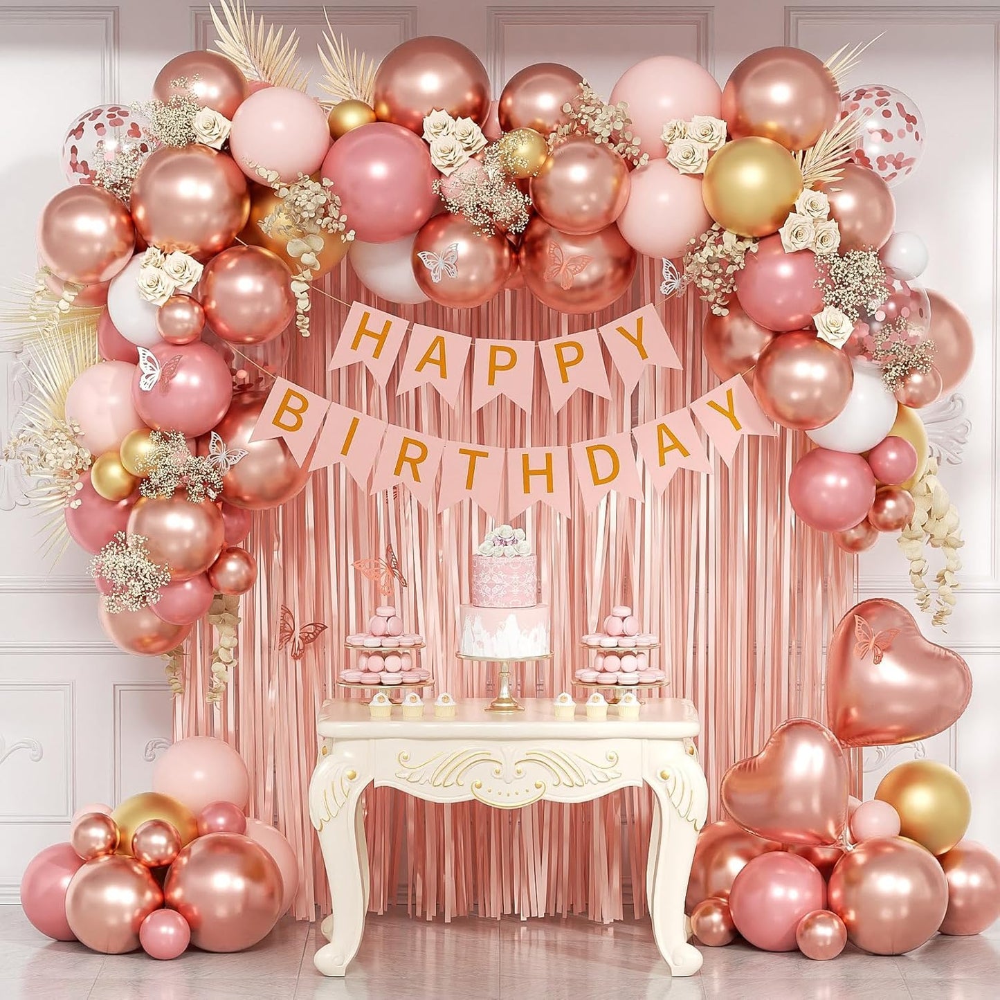 Rose Gold Birthday Decoration Kit – Set of 58 Pcs