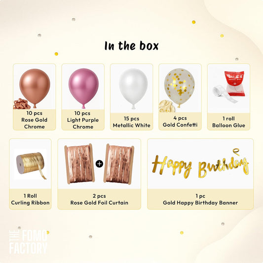 Rose Gold & Pink Birthday Decoration Kit For Girls–Set of 44 Pcs