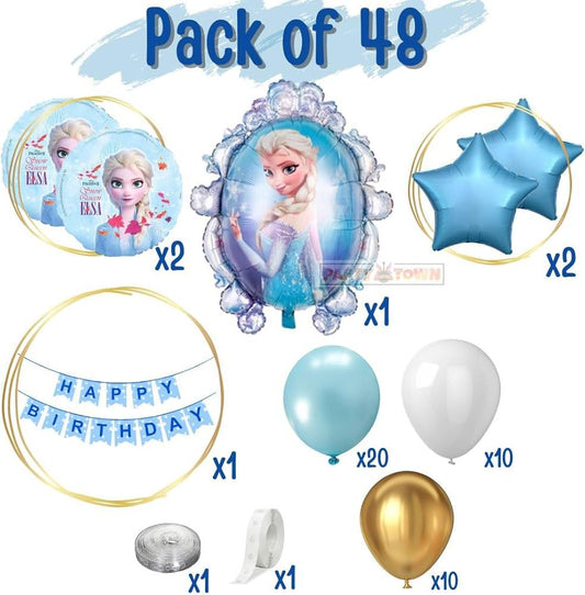 Frozen Princess 48-Piece Balloon Kit with Foil & Blue Latex