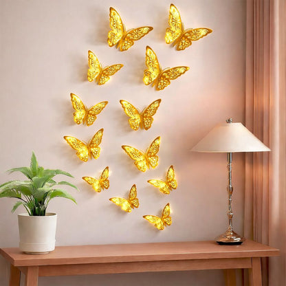 12 pec 3D Butterfly Wall & balloon Stickers for Elegant Home Decor