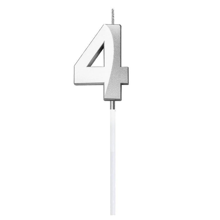 3D Number Candles for Cake (Silver)