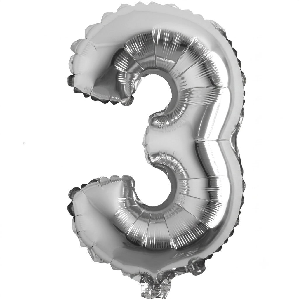 Foil number Balloons Party Decoration 16 inch (Silver)