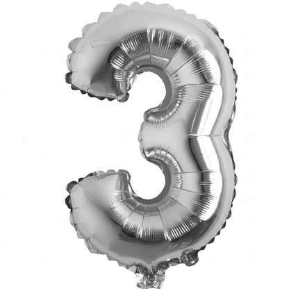 Foil number Balloons Party Decoration 16 inch (Silver)