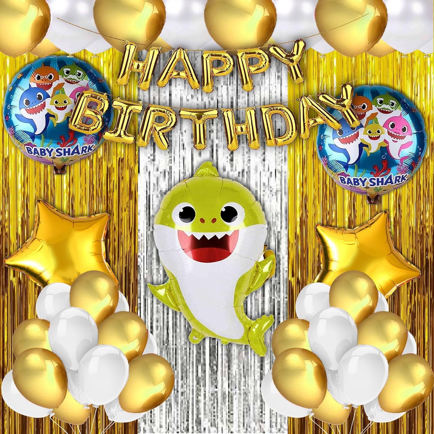 Shark Theme Happy Birthday Decoration Kit - Set of 39 Pcs