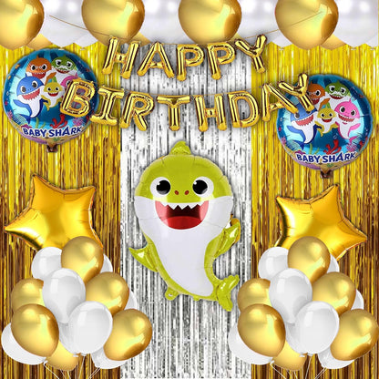 Shark Theme Happy Birthday Decoration Kit - Set of 39 Pcs