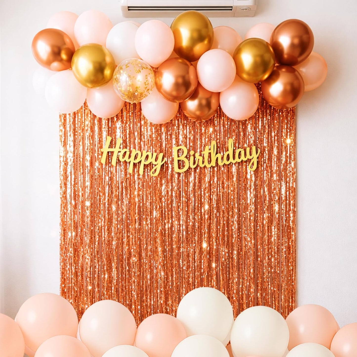 Peach & Rose Gold Birthday Decoration Kit For Girls – Set of 53 Pcs