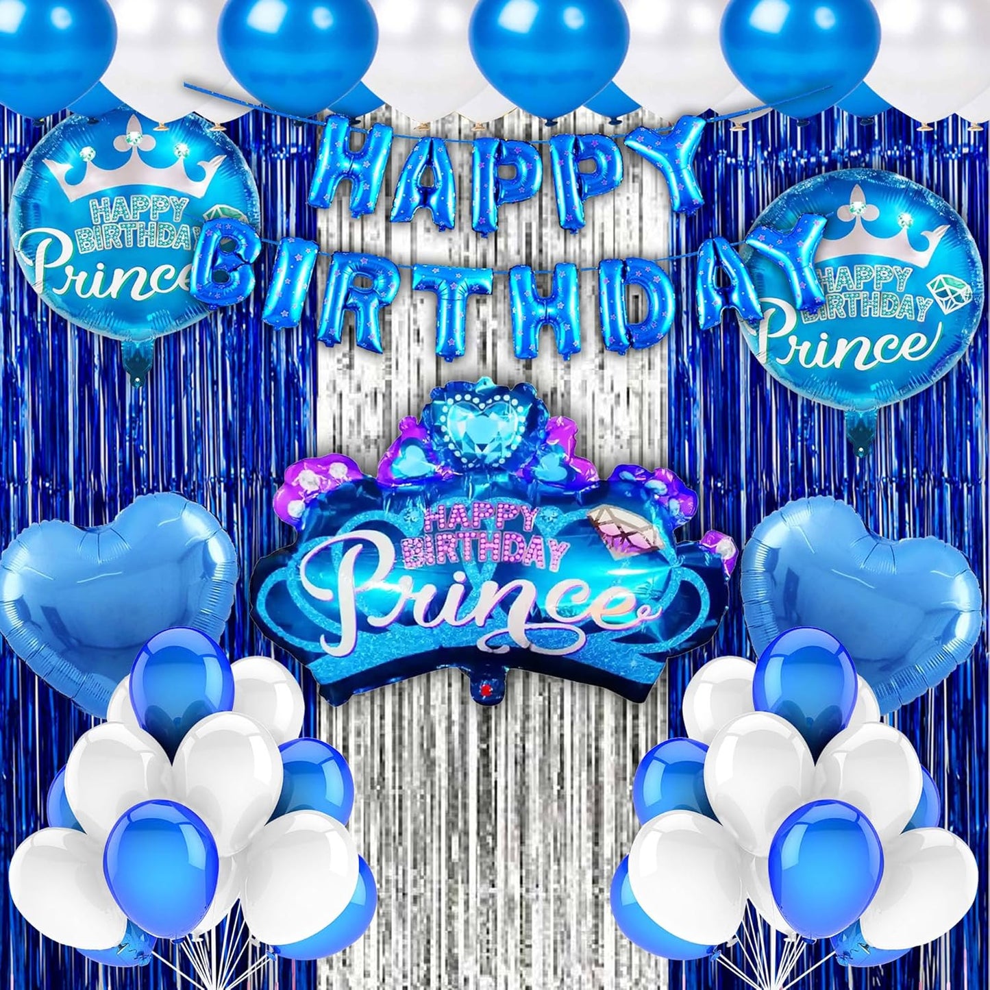 Blue Prince Theme Birthday Decoration Set – 39 Pcs Combo