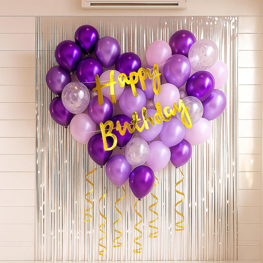 Purple Birthday Decoration Kit For Girls – Set of 44 Pcs