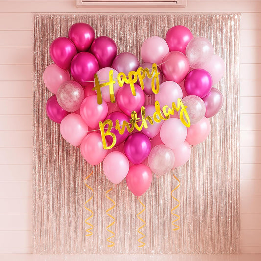 Pink & Purple Birthday Decoration Kit For Girls–Set OF 44 Pcs