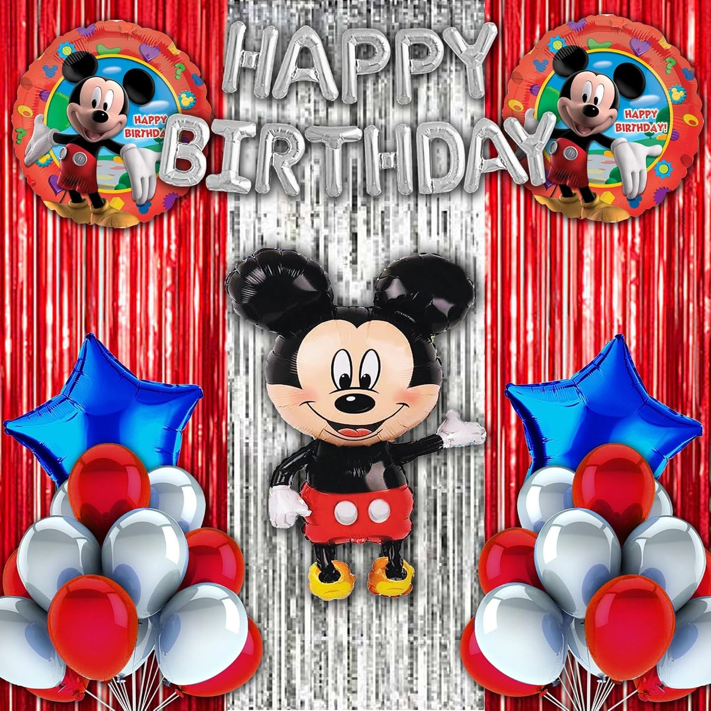 Mickey Mouse Birthday Decoration Kit – Set of 39 Pcs