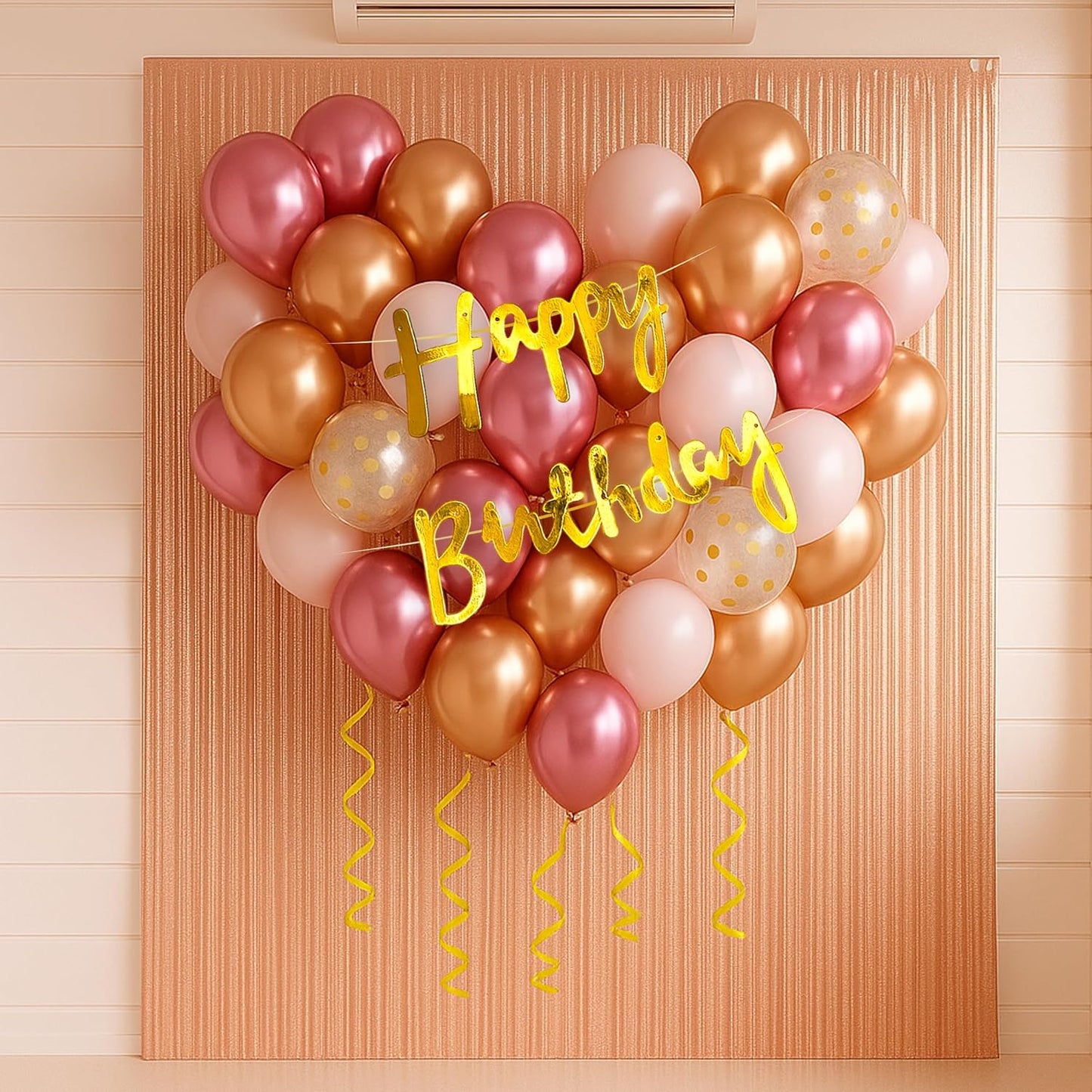 Rose Gold & Pink Birthday Decoration Kit For Girls–Set of 44 Pcs