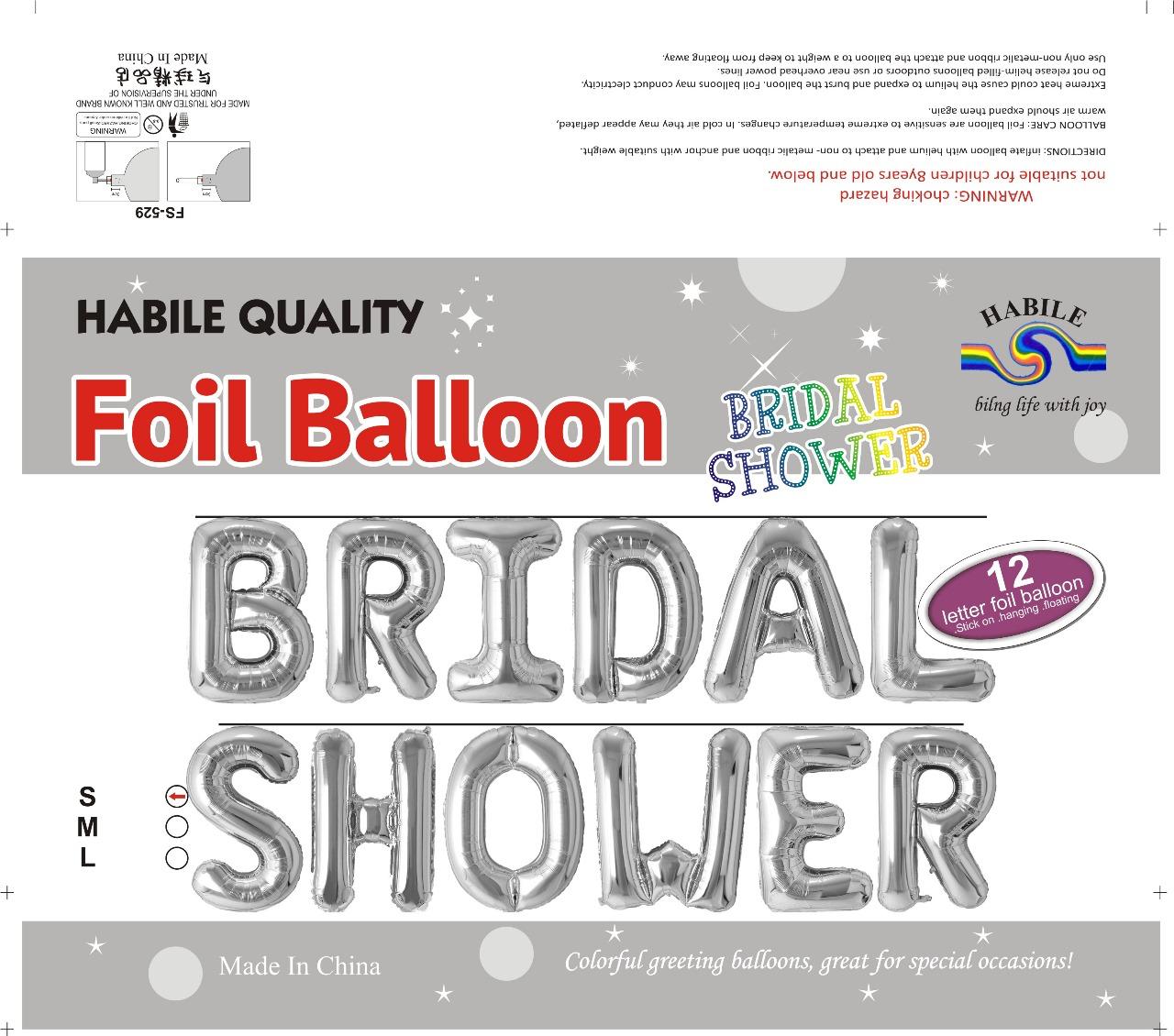 Bridal Shower Foil Balloon Set – 12 Silver Letter Balloons