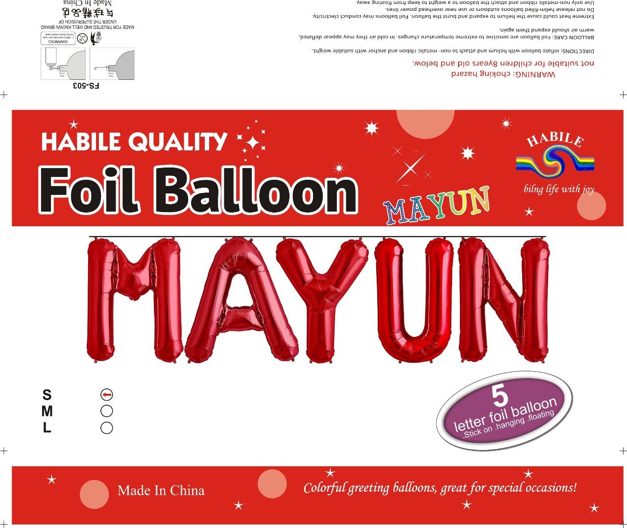 Mayun Foil Balloon Set – 5 Letter Red Balloons