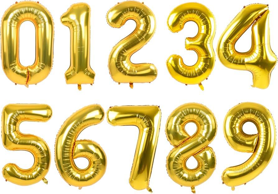 1 Pack of foil number Balloons Party Decoration (Golden)