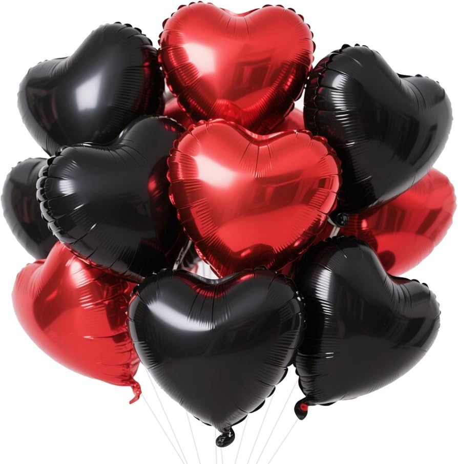 Heart Balloons, 12Pcs Heart Shaped Foil Balloons for Valentines Day
