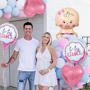 Delightful Pink Baby Shower Decoration Set - 5 Foil Balloons Welcome Baby