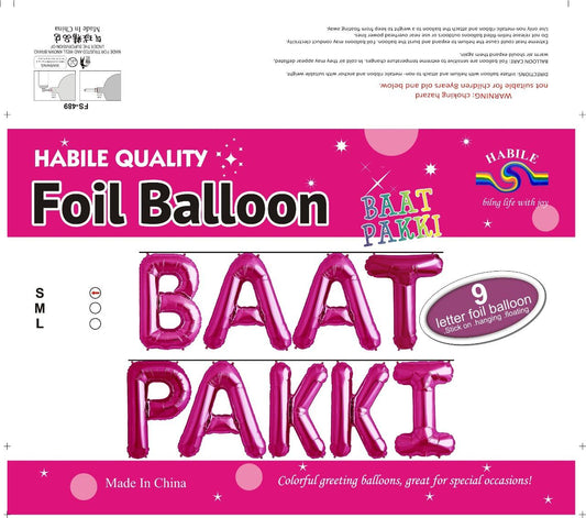 BAAT PAKKI Foil Balloon Set – 9 Letter Pink Balloons