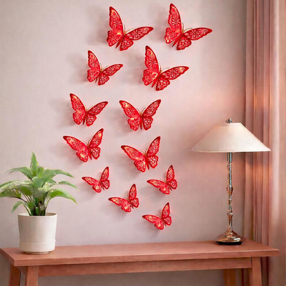 12 pec 3D Butterfly Wall & balloon Stickers for Elegant Home Decor
