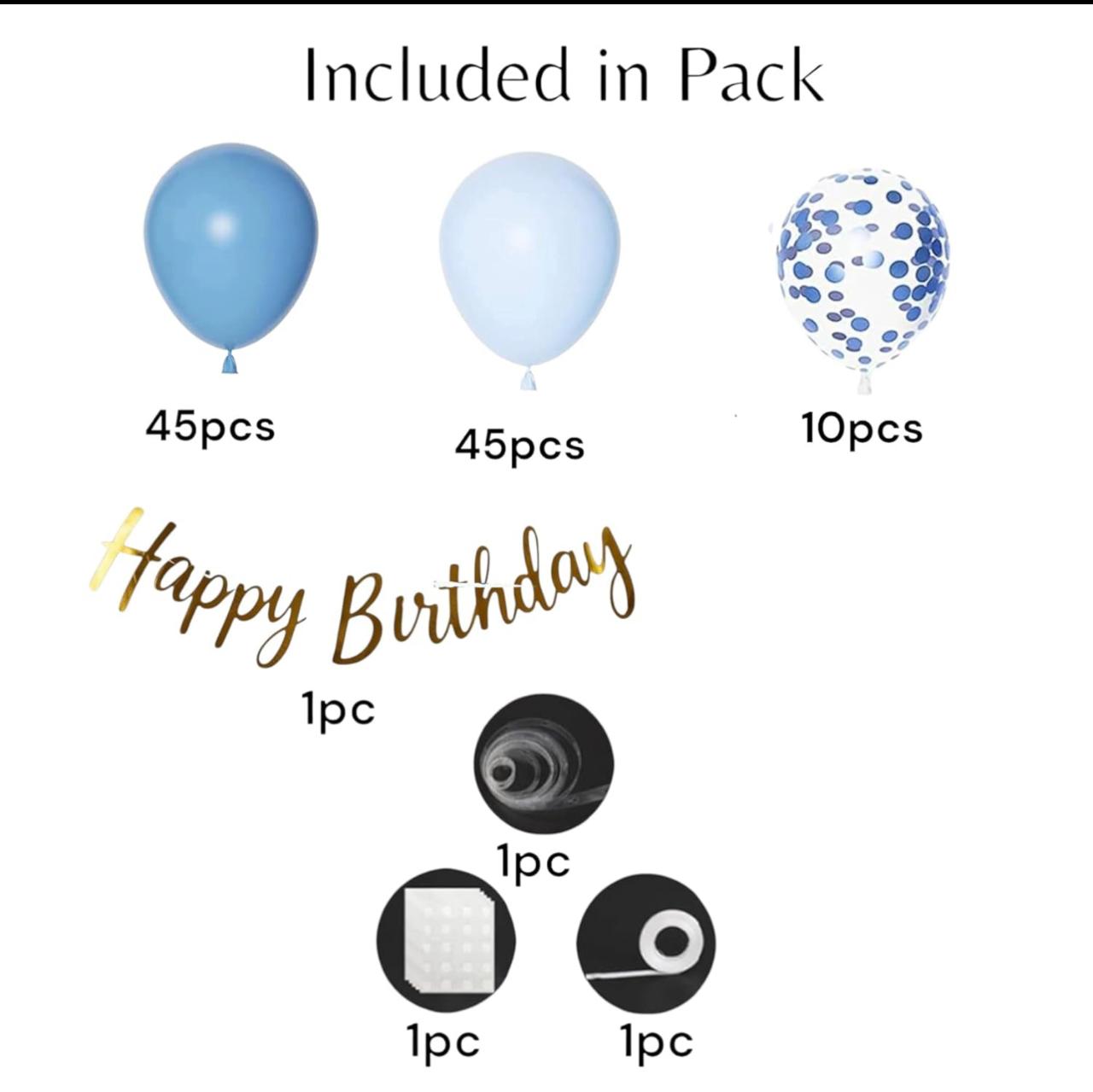 Happy Birthday Decoration Kit – Blue Balloon Arch with Number 1 for Boys Pack of 104 pcs