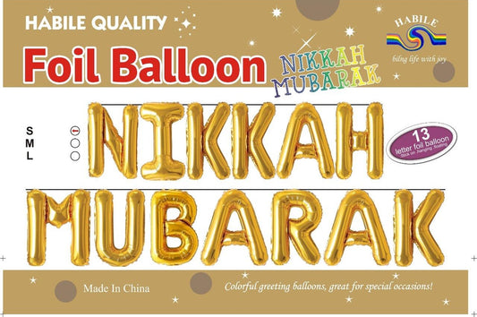 Nikkah Mubarak Foil Balloon Set - 13 Letter