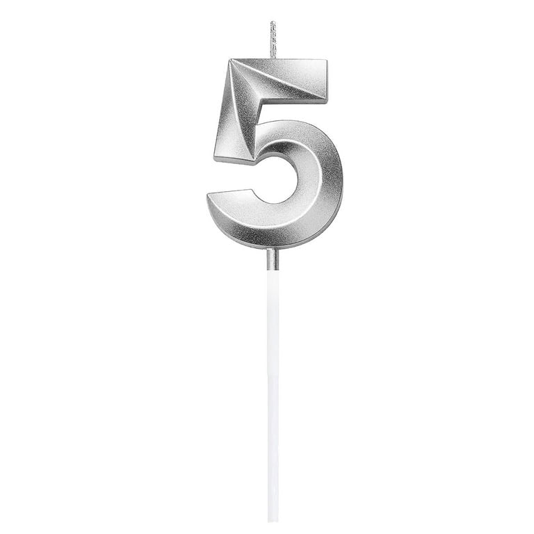 3D Number Candles for Cake (Silver)