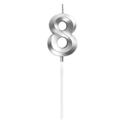 3D Number Candles for Cake (Silver)