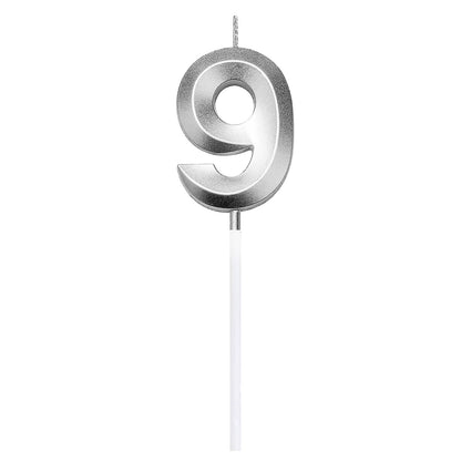 3D Number Candles for Cake (Silver)