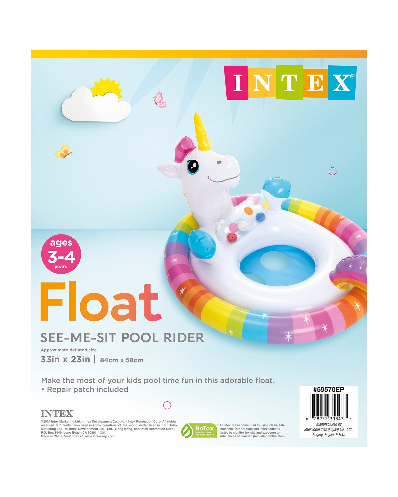 Unicorn Baby Float Kid Boat Inflatable Swimming Pool Ring Tube 32” x 23”