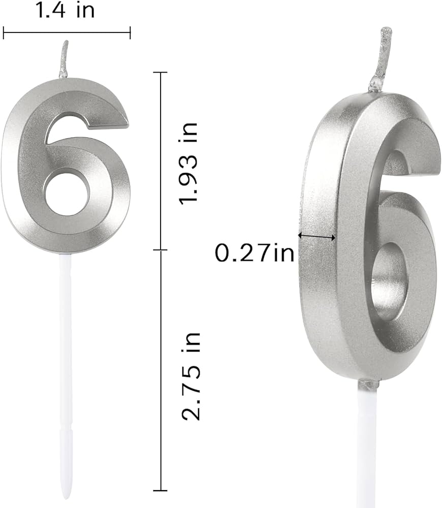 3D Number Candles for Cake (Silver)
