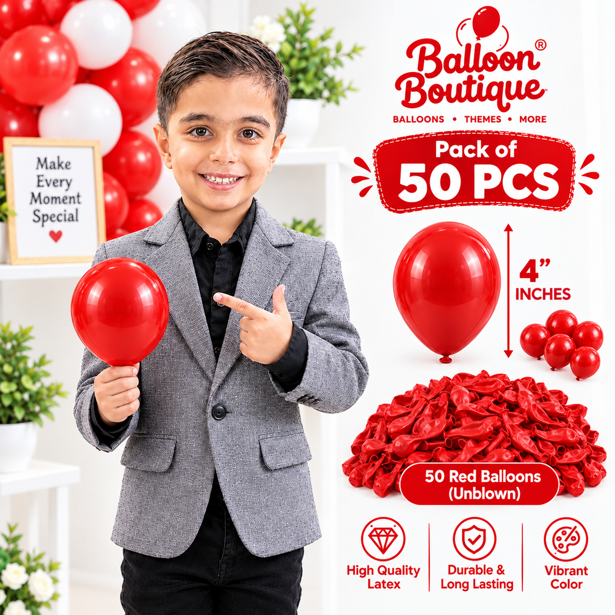 4 Inch Balloons - 50 Pcs Pack