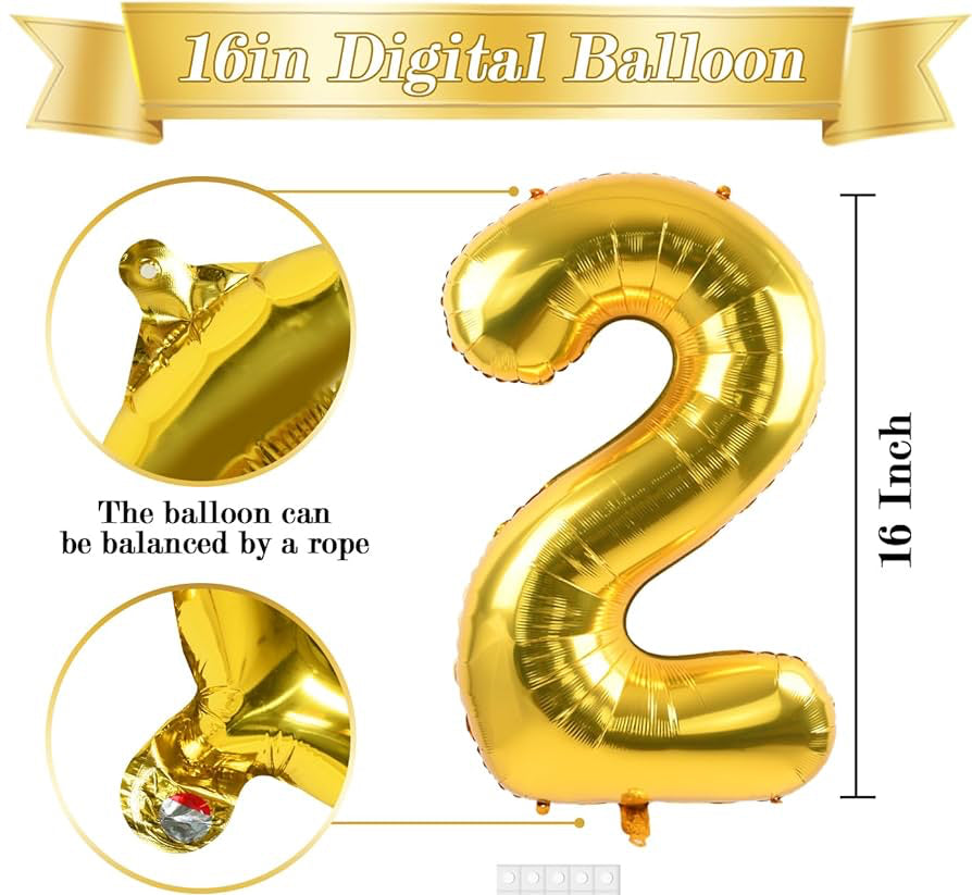 Foil number Balloons Party Decoration 16 inches (Golden)